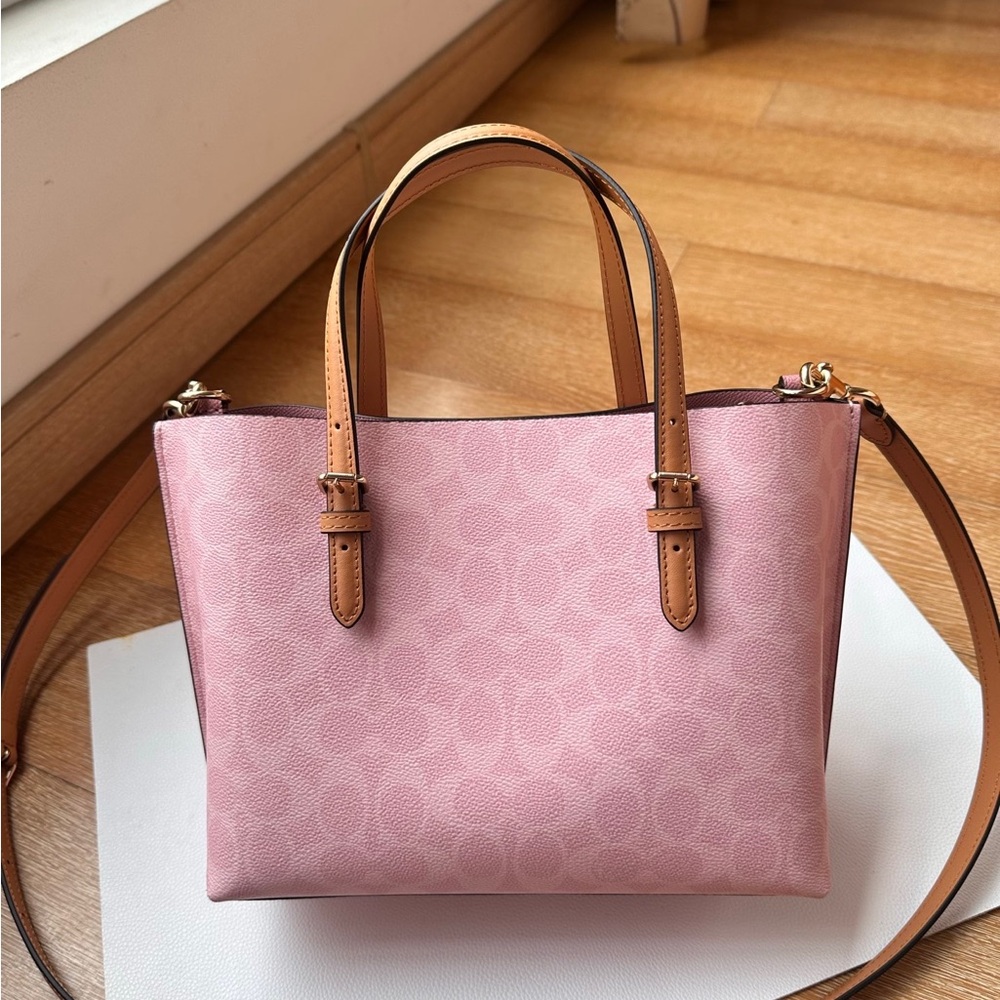 Coach Pink Tote Bag Signature Canvas Crossbody Chic - Picture 2 of 11